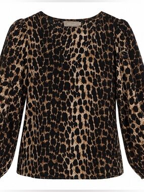 Belongsci Balloon Sleeve Leopard Print Blouse